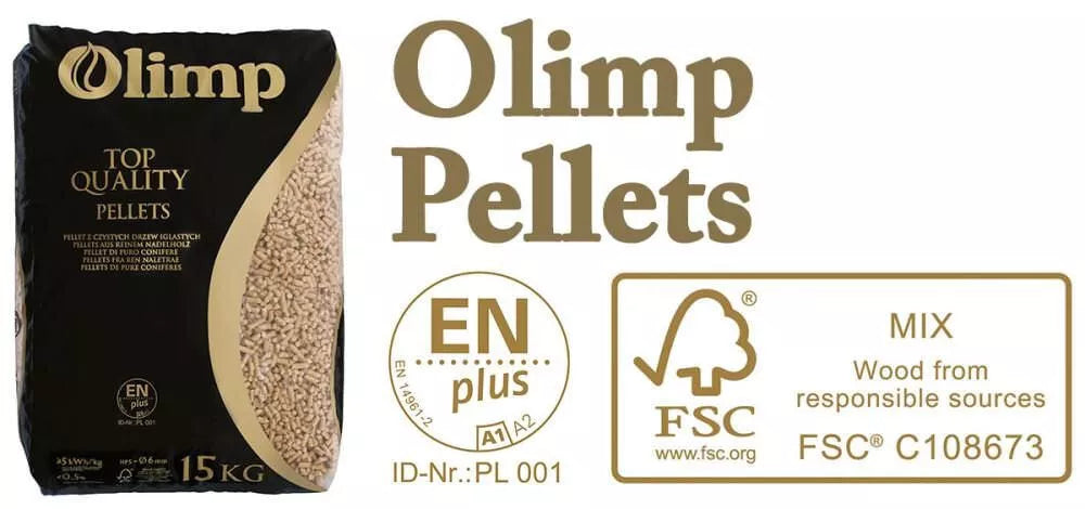 Olimp Holzpellets 6mm ENplus-A1 Pellets 65 x 15kg 975 kg Palette